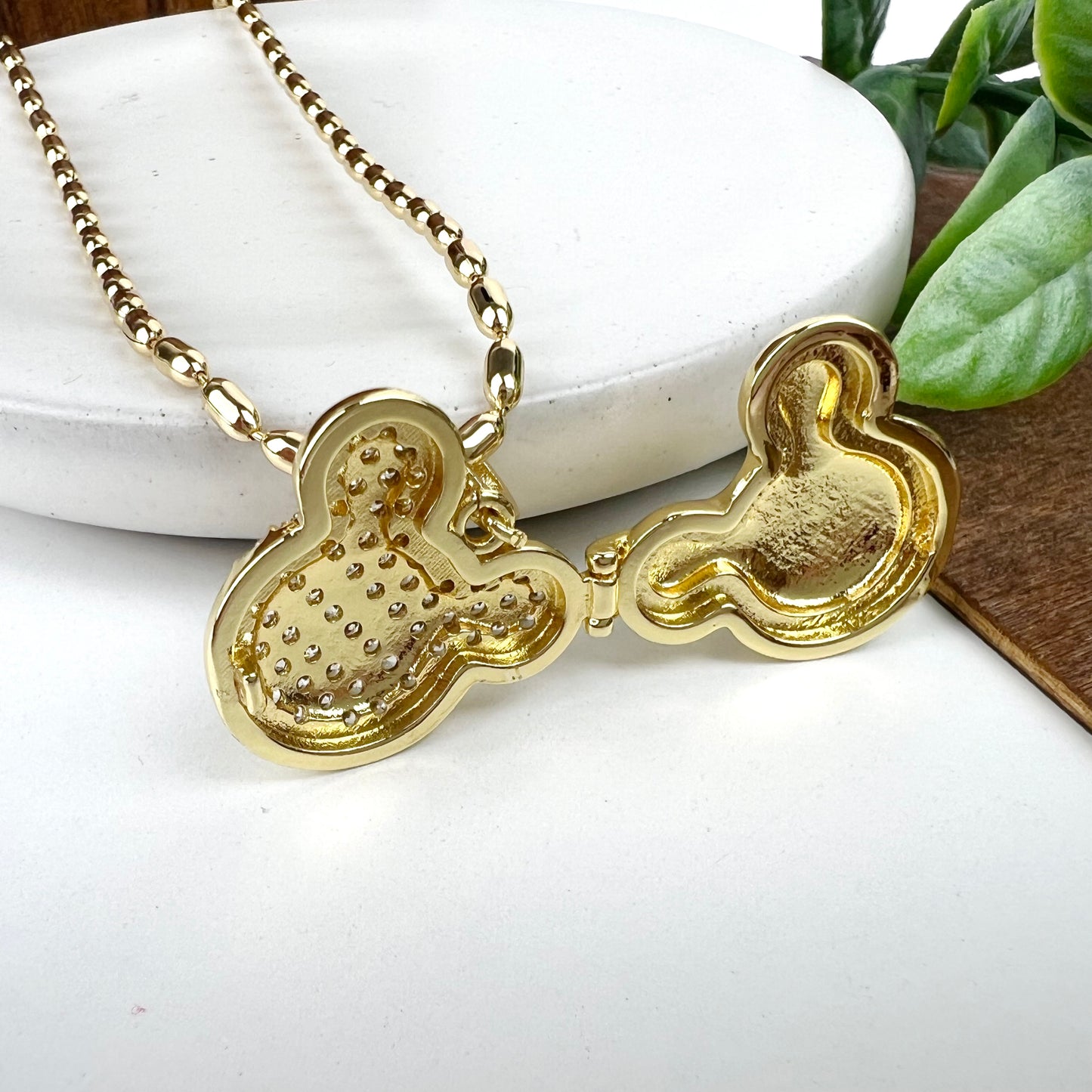Mickey Mouse Icon Locket Necklace Cubic Zirconia