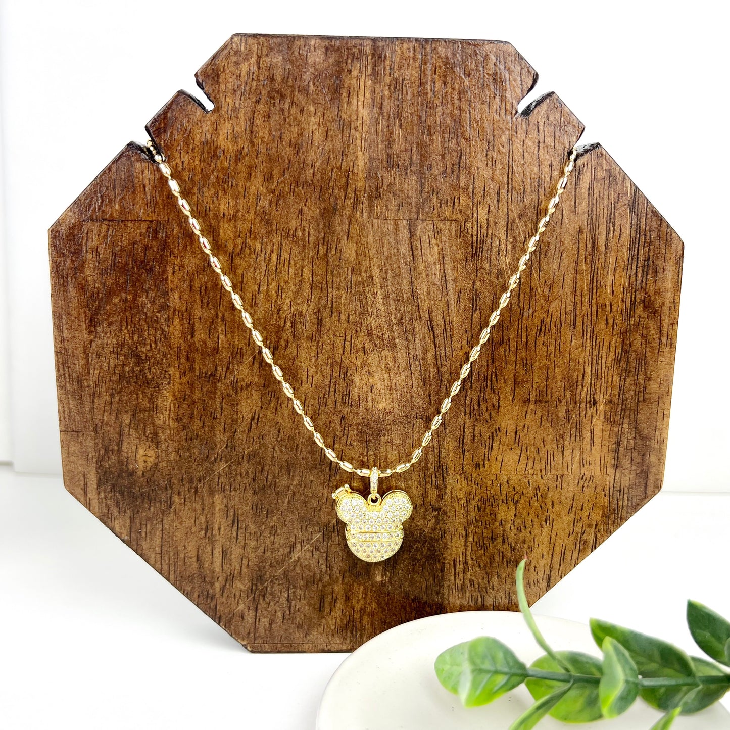 Mickey Mouse Icon Locket Necklace Cubic Zirconia