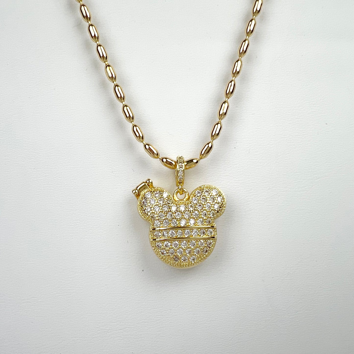 Mickey Mouse Icon Locket Necklace Cubic Zirconia