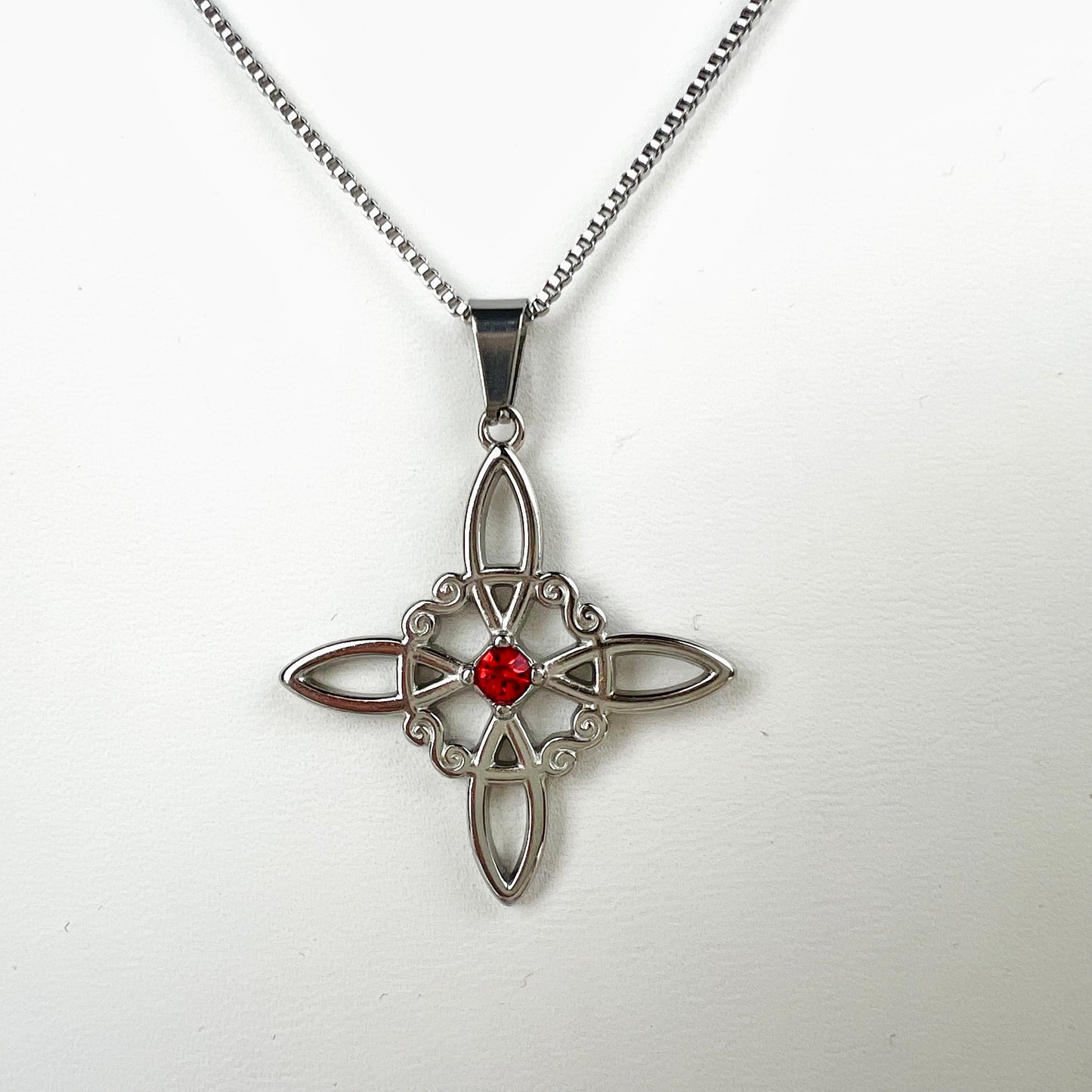 Witch Knot Pendant W/20” Necklace Box Chain 2mm Stainless Steel Magic Knot Necklace