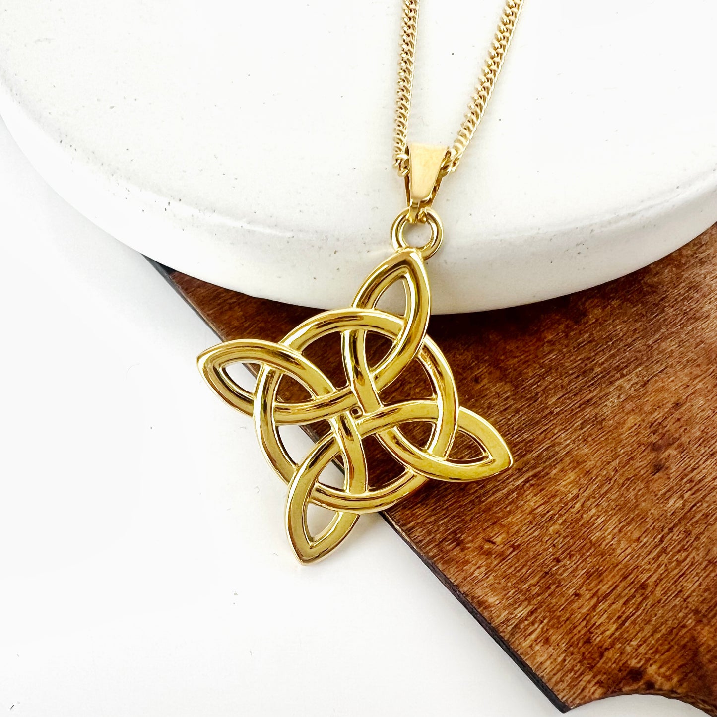 Witch Knot Pendant W/22” Necklace Cuban 2mm Stainless Steel Magic Knot Necklace