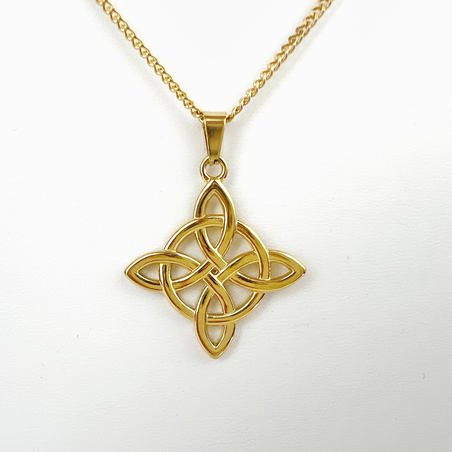 Witch Knot Pendant W/22” Necklace Cuban 2mm Stainless Steel Magic Knot Necklace
