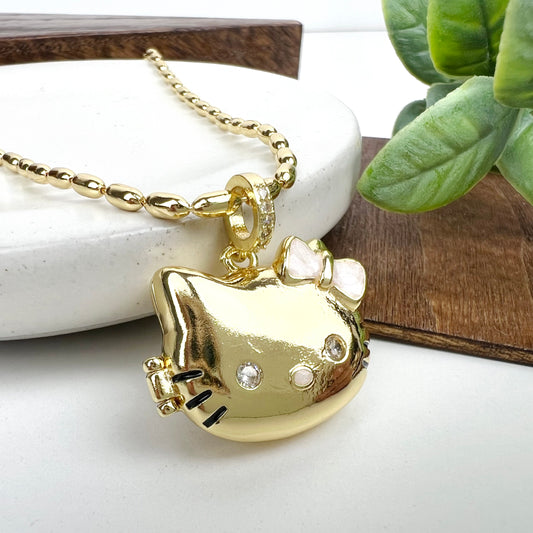 Hello Kitty Locket Necklace 18K Gold Plated with 18in Chain