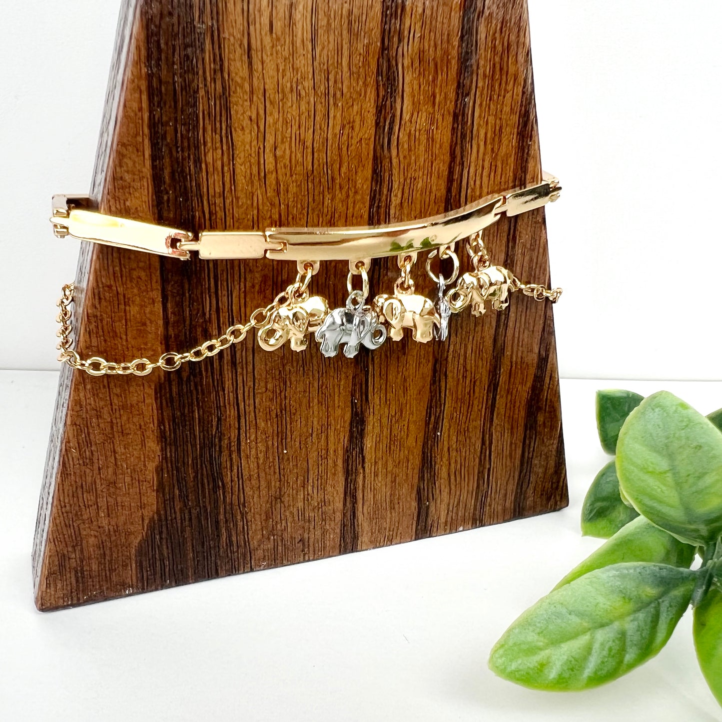 18K Gold Plated Stainless Steel Multi Chains Bracelet with Charms for Women - Elephant Butterfly Dolphins