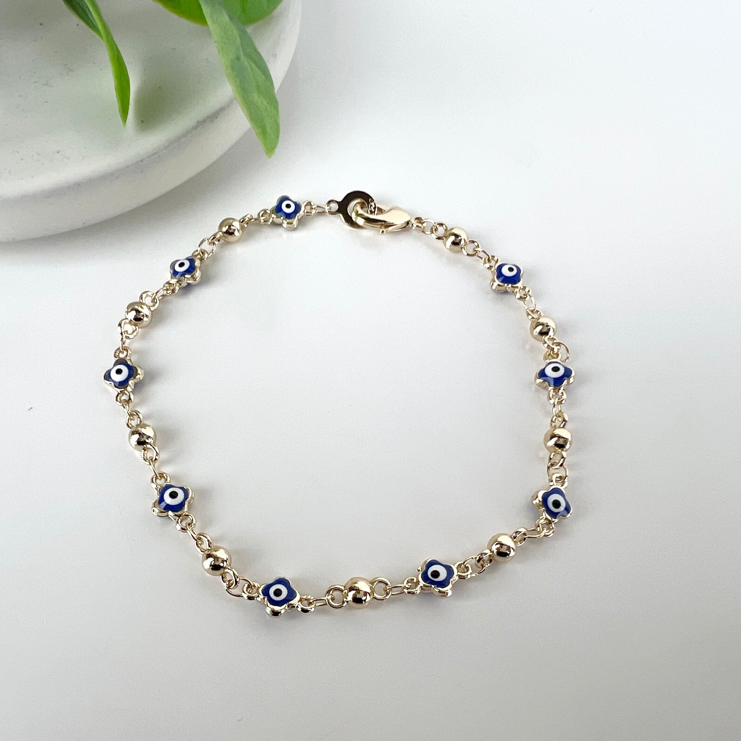 Evil Eye Bracelet for Women, 14K Gold Plated Link Chain Bracelet for Women Teen Girls Bracelet