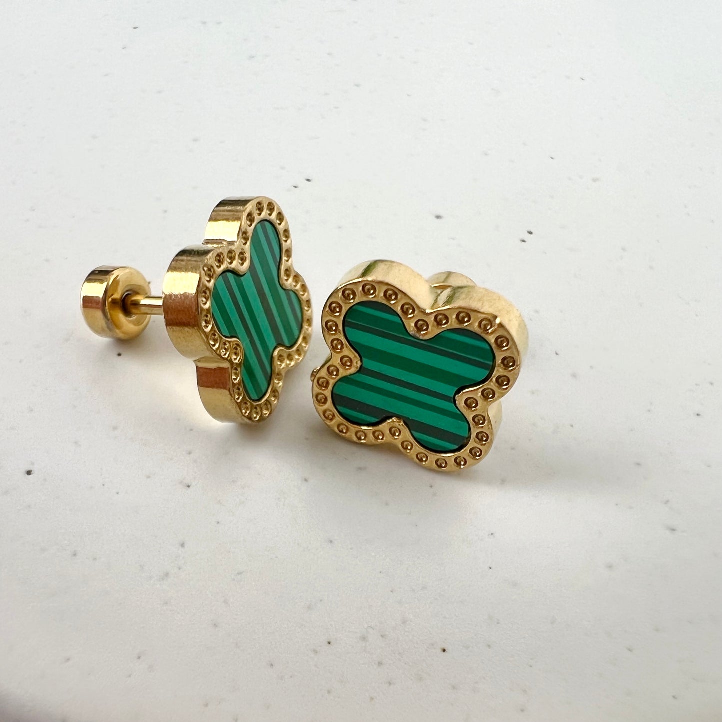 Gold Plated Clover Stud Earrings 4 Leaf 18k Gold Plated Stainless Steel