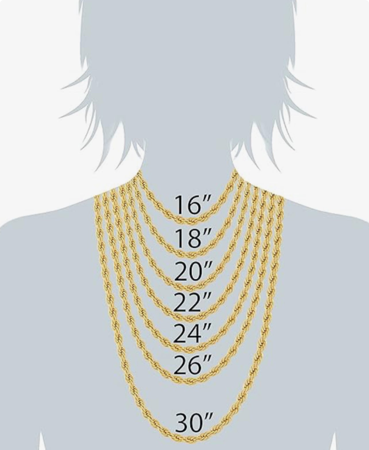 24 Inch 8mm Rope Chain Necklace for Women and Men 14K Gold Plated