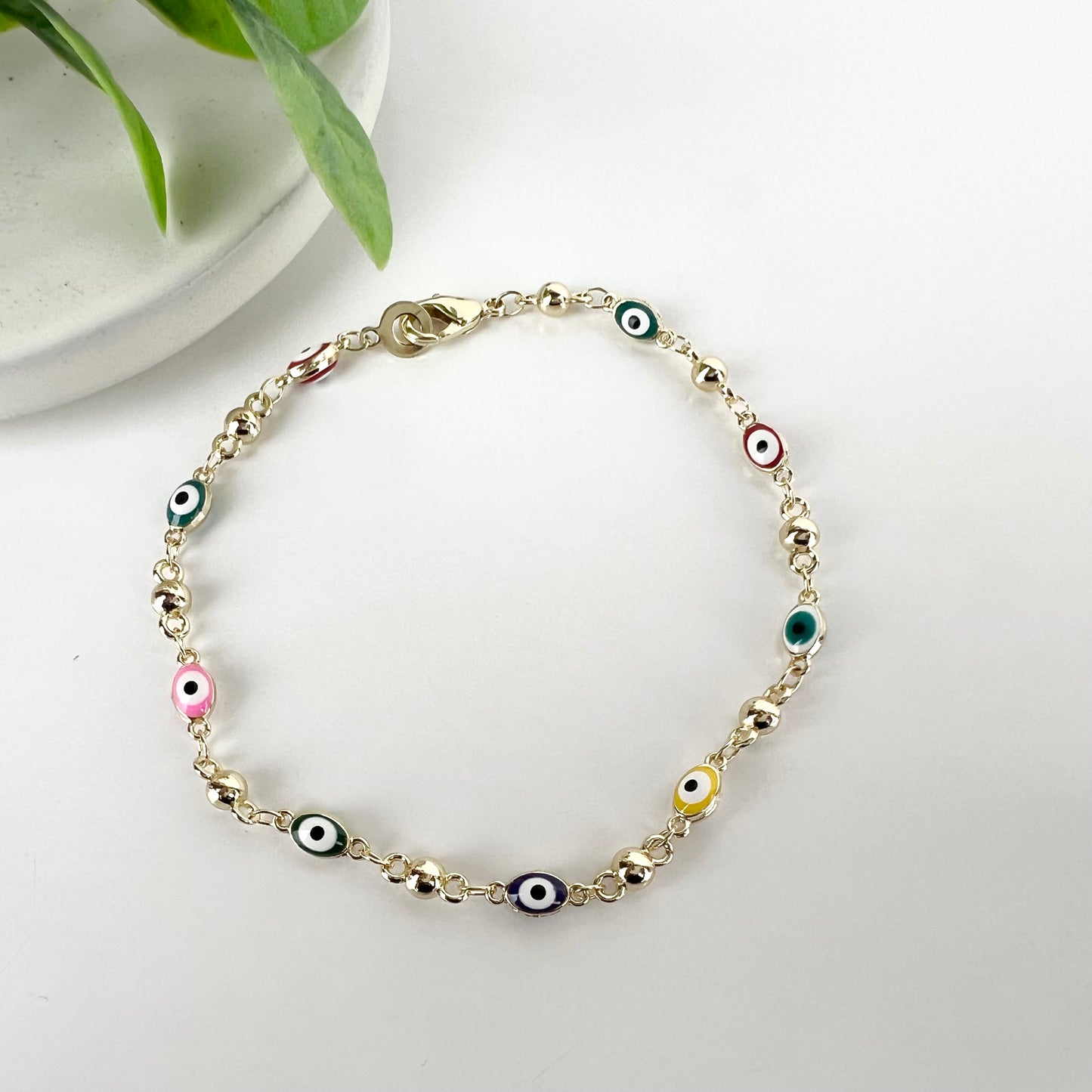 Evil Eye Bracelet for Women, 14K Gold Plated Link Chain Bracelet for Women Teen Girls Bracelet