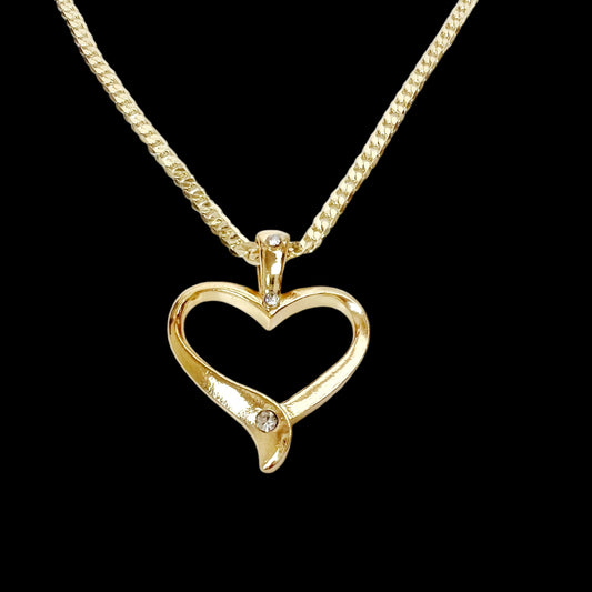 Heart Necklace for Women, 14K Gold Plated Cubic Zirconia Heart Pendant Necklace Jewelry for Women Girls