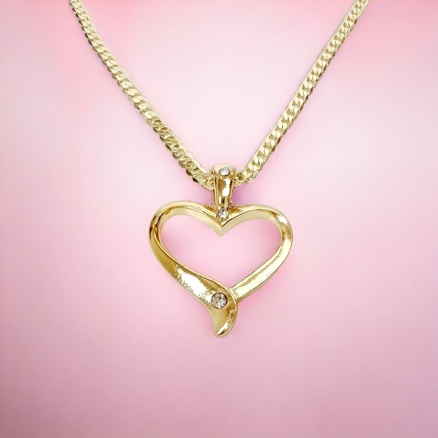 Heart Necklace for Women, 14K Gold Plated Cubic Zirconia Heart Pendant Necklace Jewelry for Women Girls