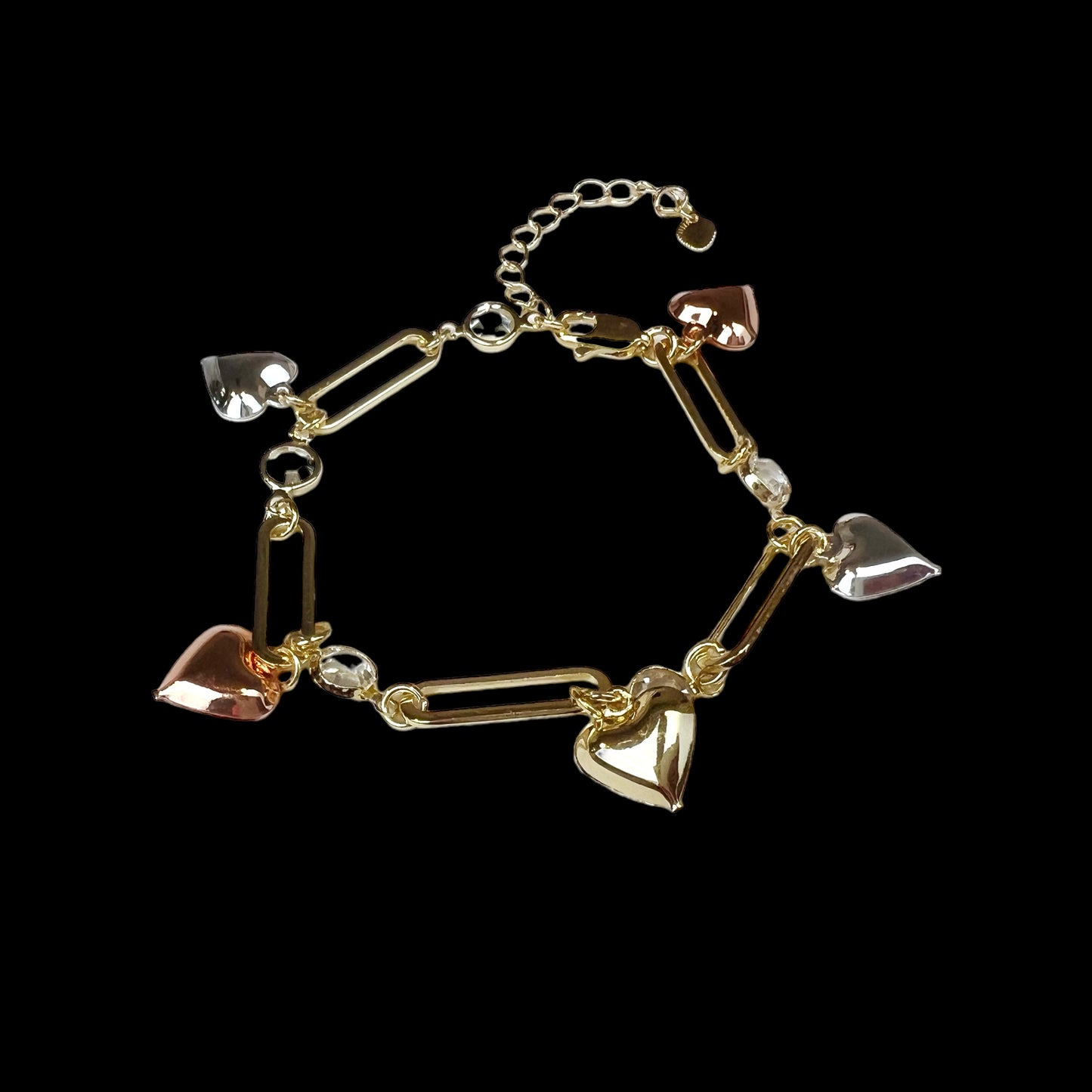 14K Gold Plated Heart Charms Bracelet for Women