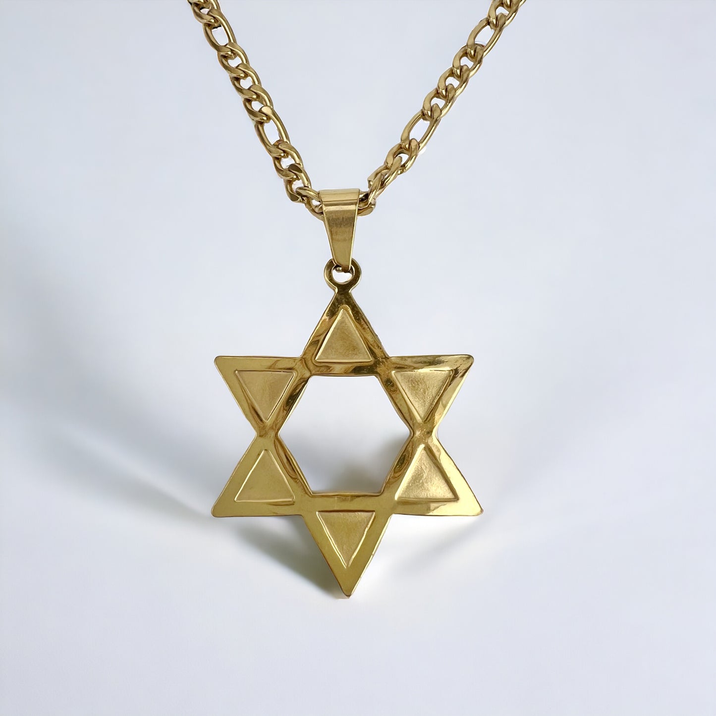 Star of David Necklace for Men Women Hexagon Pendant Necklace Stainless Steel 22in 3mm