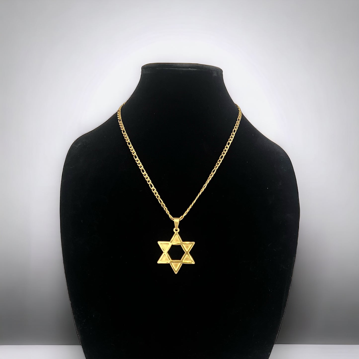 Star of David Necklace for Men Women Hexagon Pendant Necklace Stainless Steel 22in 3mm